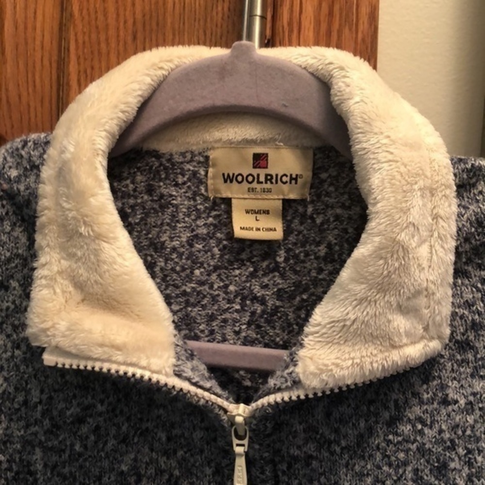 Women’s large Woolrich sweater with soft fur style Collar 3/4 zip - Picture 2 of 4